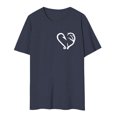 thumbnail image 3 of LINGLANG Womens Summer Tops Dressy Casual Solid Color Round Neck Heart Double Printed Short Sleeve T Shirt Top Oversized Tshirts, 3 of 4
