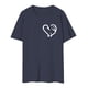 thumbnail image 2 of Gibobby Playera de Verano para Mujer Camiseta manga corta con estampado doble corazón amor y cuello redondo color sólido para mujer(Gris oscuro,XL), 2 of 4