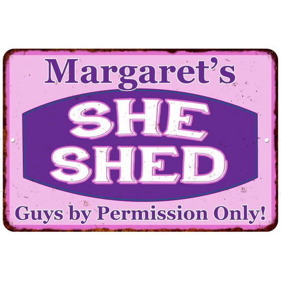 Margaret's Purple & Pink SHE SHED Vintage Sign 8x12 Wall Decor 108120040441