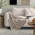 thumbnail image 2 of Jamar Taupe Polyester 50x60 Inches Chenille Diamond Cable Cozy Knit Throw, 2 of 8