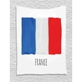 thumbnail image 1 of France Tapestry, Simple Design National Flag in Watercolor Style with Country Name, Wall Hanging for Bedroom Living Room Dorm Decor, 40W X 60L Inches, Vermilion Cobalt Blue Pearl, by Ambesonne, 1 of 2