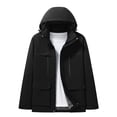thumbnail image 3 of QATAINLAV Man Zip up Adjustable Hooded Jackets Casual Patchwork Waterproof Hiking Jacket Loose Fit Windbreaker Raincoat Black,XXL, 3 of 6