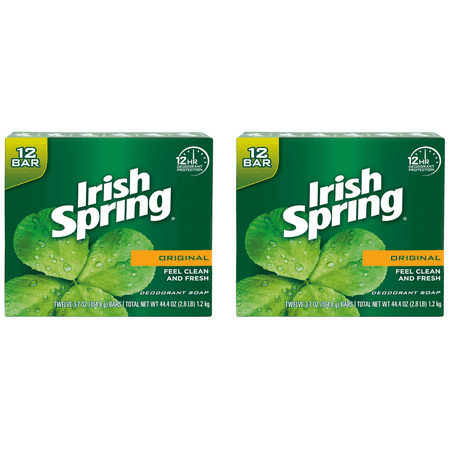 (2 pack) (Pack of 2) Irish Spring Original, Deodorant Bar Soap, 3.7 Ounce, 12 Bar Pack