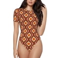 thumbnail image 1 of Balery 70's Retro Body de cuello redondo de manga corta para mujer Tops de manga corta Tops básicos-Medium, 1 of 7