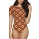 thumbnail image 1 of Balery 70's Retro Body de cuello redondo de manga corta para mujer Tops de manga corta Tops básicos-Large, 1 of 7