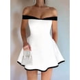 thumbnail image 6 of Women'S Off Shoulder Mini Dress Slimming Summer Sleeveless Corset Short Party Bodycon Y2K Dresses White S, 6 of 7