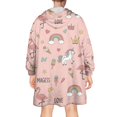 thumbnail image 2 of Wearable Oversized Blanket,Pink Unicorn Flamingo Pattern Wearable Blanket Hoodie for Adults,Cozy Hooded Blankets with Super Pockets,Super Warm Fuzzy Pullover for Women & Men, 2 of 6
