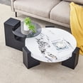 thumbnail image 1 of Detachable Combination Coffee Table with MDF Wood Grain & White Glass Top, Multi-Functional Design Can Serve As Coffee Table or 2 Individual Side Tables for Living Room, 1 of 9