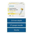 McKesson Safety Lancets, Sterile, PushButton, 17 Gauge Blade, 2 mm