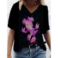 thumbnail image 3 of Camisetas de mujer 5XL, camisetas casuales de manga corta con cuello en V, camisetas sueltas para mujer, camisetas de verano de Disney Minnie Mickey Mouse en 3D, ropa nueva y transpirable, 3 of 5