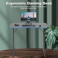 thumbnail image 3 of NiamVelo 35" Gaming Desk , Z-Shaped Computer Desk PC Computer Table Ergonomic Computer Gamer Workstation with Headphone Hook for Home Office, Blue, 3 of 7