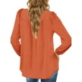 thumbnail image 4 of UVN Fall Shirts for Women Long Sleeve Blouses Ladies Crewneck Lace Crochet Tops Dressy Chiffon Blouses, 4 of 8