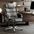 thumbnail image 4 of Homall High Back Office Chair, Executive Leather Desk Chair with Padded Armrests Swivel Task Chair with Lumbar Support,Gray, 4 of 7