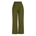 thumbnail image 4 of SELONE Casual Loose Pants Women High Waist Polyester Go Out Pants Ankle Length Baggy Athletic Pants Army Green S, 4 of 7