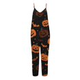 thumbnail image 4 of Women's Halloween Jumpsuits Pumpkin Skeleton Halter Backless Funny Rompers Skull Spiderweb Sleeveless Spooky Overalls, M, 4 of 5