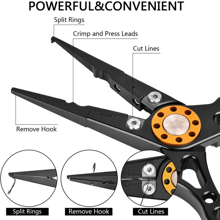 SHELLTON Multi-Functional Fishing Pliers - Stainless Steel Fishing Tools,  Braid Cutters Split Ring Pliers-Hook Remover-Line Cutter and Fish Gripper  Fishing Tools Set for Men 