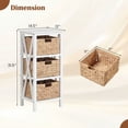 thumbnail image 3 of Costway 4-Tier Nightstand with 3 Seagrass Baskets, Acacia Wood Legs for Living Room Bedroom White & Natural, 3 of 9
