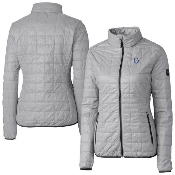 Women's Cutter & Buck Gray Indianapolis Colts Rainier PrimaLoft Eco Insulated Full-Zip Puffer Jacket