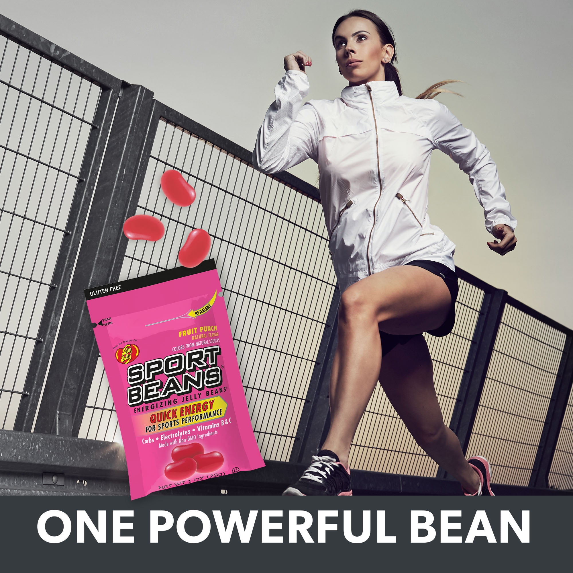 Extreme Sport Beans - Assorted Flavors, Energizing Caffeine Jelly Beans, 24 Resealable 1 Ounce Bags