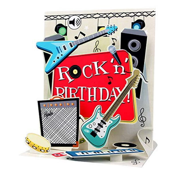 Rock 'N' Roll Birthday Card 3D Pop Up Musical Greeting Card Up With