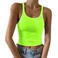 thumbnail image 3 of Huanglei Womens's Tank Top Spaghetti Strap Round Neck Slim Fit Ribbed Knit Layering Basic Camisole (Yellow, XX-Large), 3 of 6