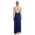 thumbnail image 2 of iefiel Robe de Danse Lyrique Sans Manches avec Strass Scintillants, Robe Maxi Fendue, Vêtements de Danse de Salon, Bleu Marine m, 2 of 5