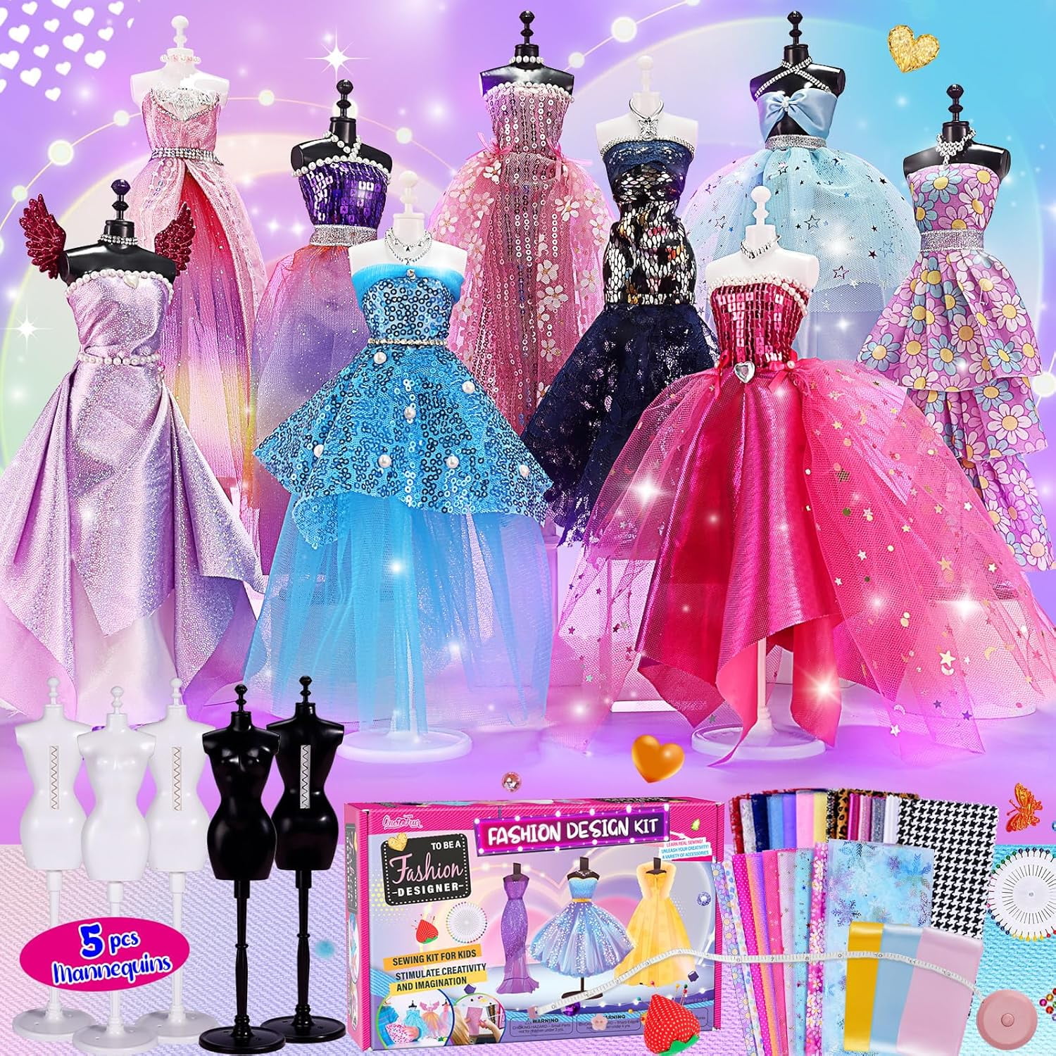 ONE TO FOUR Fashion Designer Kit, 800+ Pcs DIY Toys for Girls, 6  Mannequins, Ages 8-12 - Walmart.com