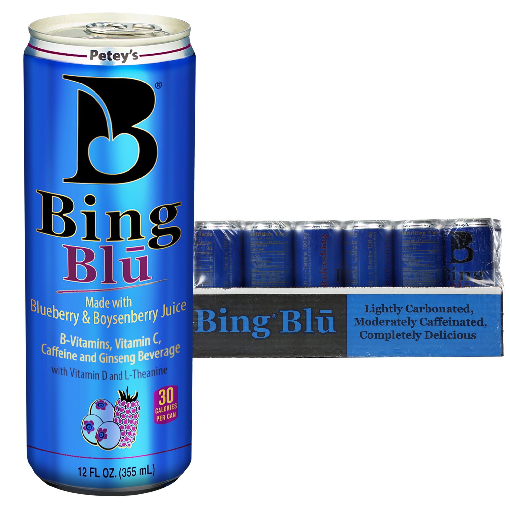 Bing Beverage Healthy Energy Drinks, Bing Blu, 12 oz (24 Pack