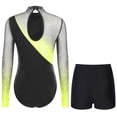 thumbnail image 2 of Aislor Women's Long Sleeve Leotard With Shorts Figure Skating Outfit Contemporary Dancewear Yellow L, 2 of 7