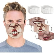 3pc Reusable Funny Face Covering with 6 Filter for Adults, Hocus Pocus Sanderson Sisters, Humor Expression Printed, Washable Comfortable Anti Dust Mouth Protection for Men Women (3pc Multi & 6 Filter)