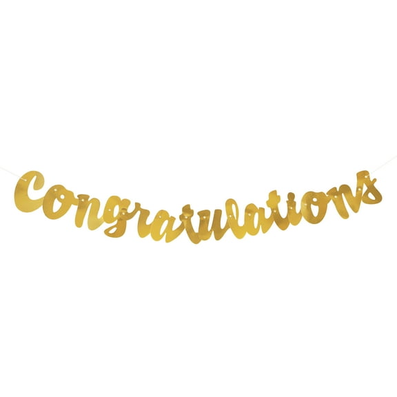Foil Script Congratulations Banner, 3.5 ft, Gold, 1ct
