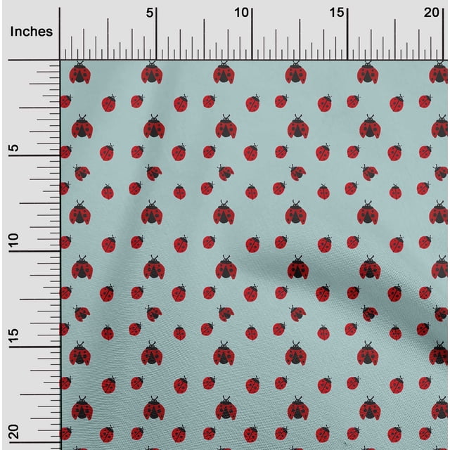 oneOone Tissu Jersey Coton Bleu Clair Rouge Insecte Matériel de Robe Tissu Imprimé Tissu au Mètre 58 Pouces de Large