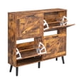 Barn Door Shoe Cabinet - 4 Drawers, Black Metal Handle - 106cm Entryway ...