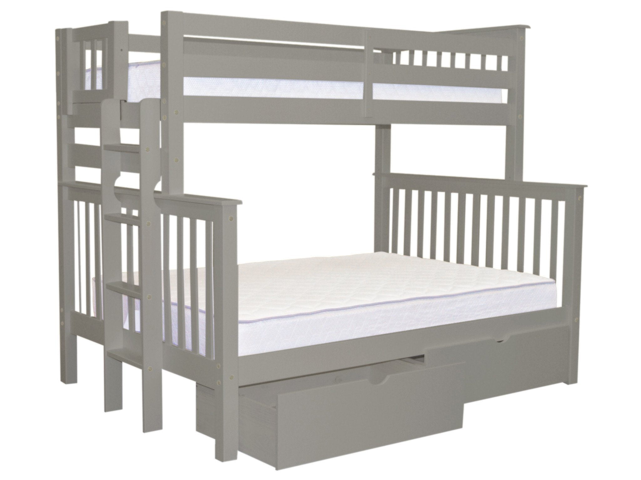 Bedz King Bunk Beds Twin Over Full Mission Style With End Ladder And 2 Under Bed Drawers Gray Bedz King Bunk Beds Twin Over Full Mission Style With End Ladder And 2 Under Bed Drawers Gray Com