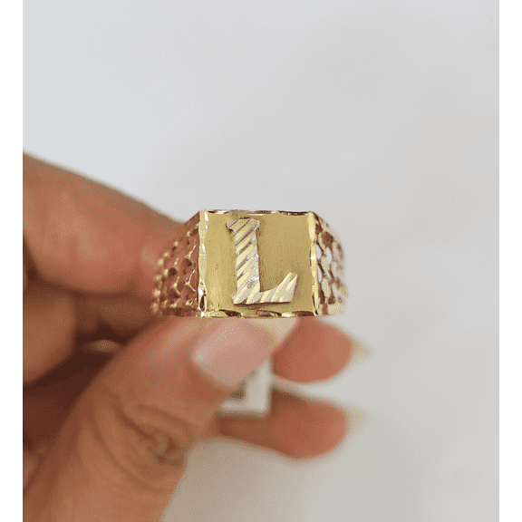 REAL Ring 10k Ring Alphabet L Initial Yellow Gold Genuine All Sizes (Ring Sizes (in):6;)