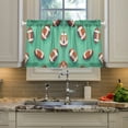 thumbnail image 2 of Yayeee Kitchen Curtains Tier Pair Light Filtering 27"x36" Rod Pocket Short Cafe Window Panel, Green American Footballs, 2 of 7