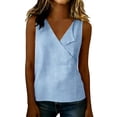 thumbnail image 6 of Perfectbot Women's Wrap V-Neck Sleeveless Blouse Solid Color Trendy Tank Top Summer Linen Blend Cami Shirt, 6 of 7