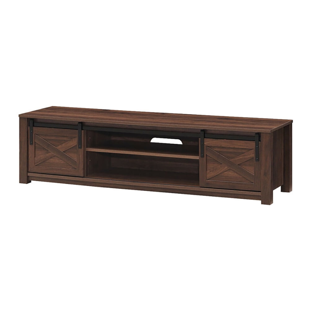 Finihen TV Stand, TV Cabinet, 65 Inch Flat Sliding Barn Door TV Stand, Media Entertainment Center with Storage, for Living Room, Bedroom, Brown