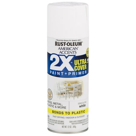 American Accents Paint - (3 Pack) Rust-Oleum American Accents Ultra Cover 2X Semi-Gloss White Spray Paint and Primer in 1, 12 oz