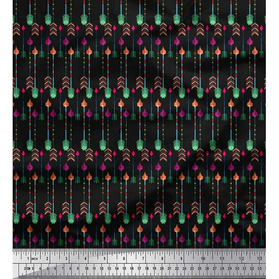 Soimoi Black Rayon Fabric Arrows Arrow Print Sewing Fabric Yard 42 Inch Wide
