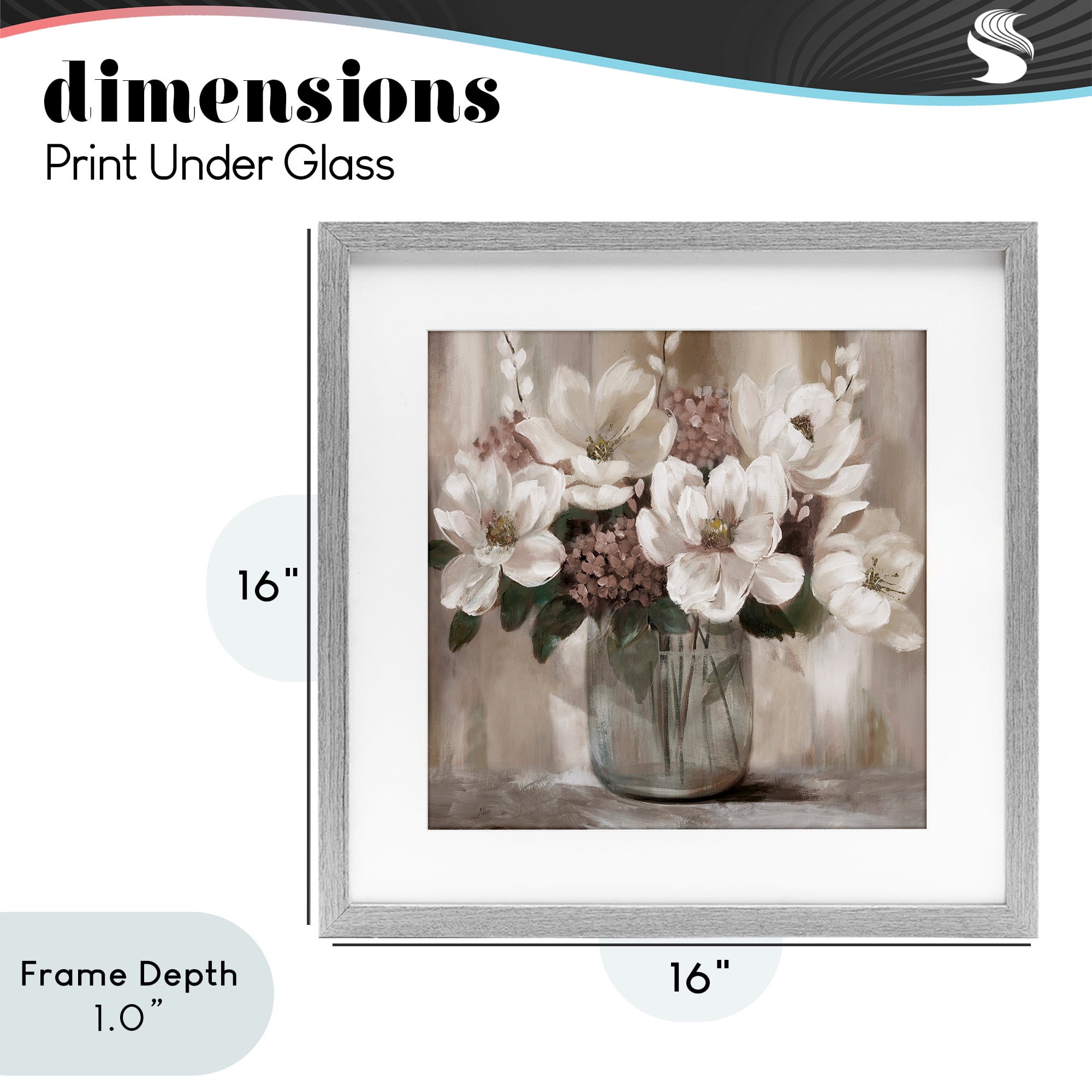 Stupell Industries Ivory Magnolias Vase Gray Framed Print Under Glass, design by Nan