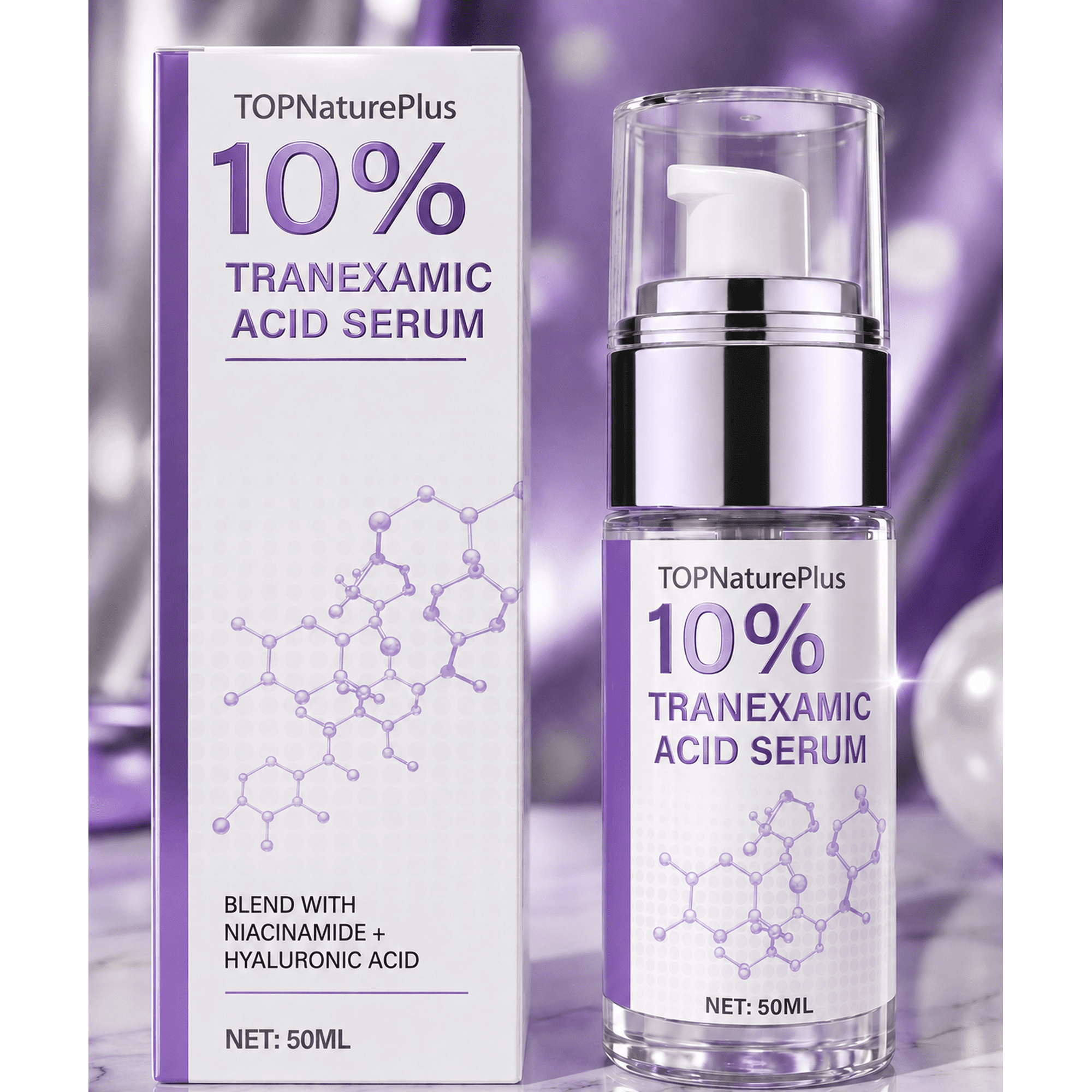 10% Tranexamic Acid Facial Serum, Skin Brightening Serum With Niacinamide And Hyaluronic Acid, Lightweight Hydrating Face Serum For Even‑Looking Skin Tone, 50Ml