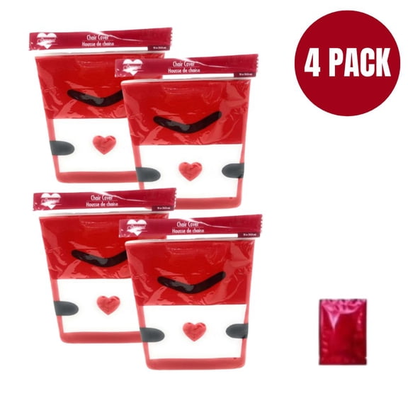 Valentine Theme Decorative Chair Cover with Heart Design 4 PACK, Stretchable Dining Chair Slipcover, Red and White Fabric Seat Cover for Home Décor – Bonus LaPrima Morceau Bonbon