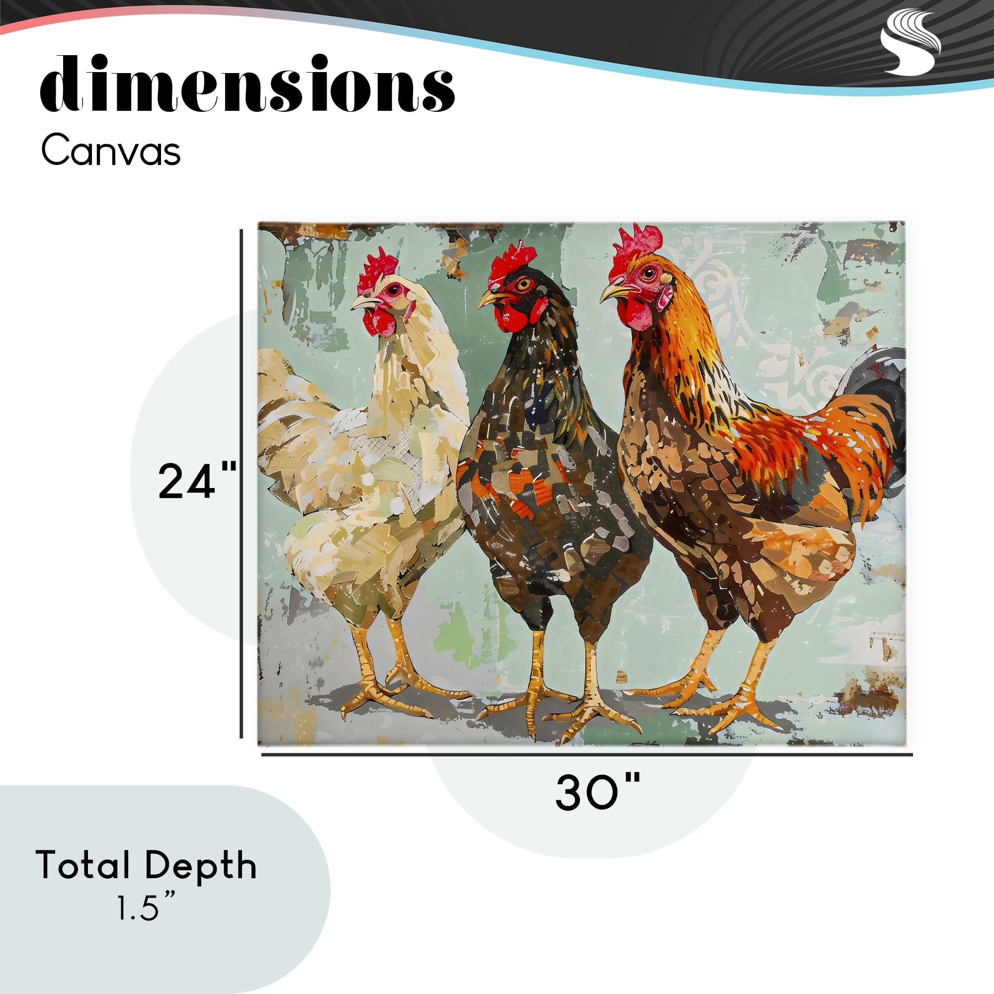 Stupell Industries Abstract Chickens Trio Canvas Wall Art, design by Creative Studio
