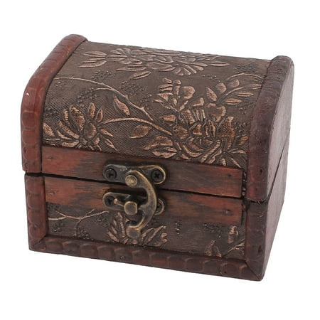 Retro Floral Carving Wooden Trinket Jewelry Storage Box Organizer