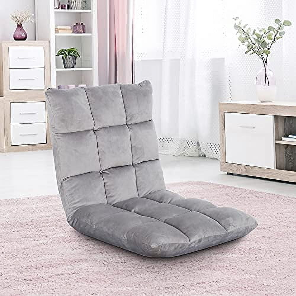 Gaming Floor Chair Adjustable 14-Position Floor Sofa Bed Foldable Floor Cushions Seating Video Game Chairs Bean Bag Chair Reading Chair for Adults - Teens for Bedroom Living Room Indoor,Grey