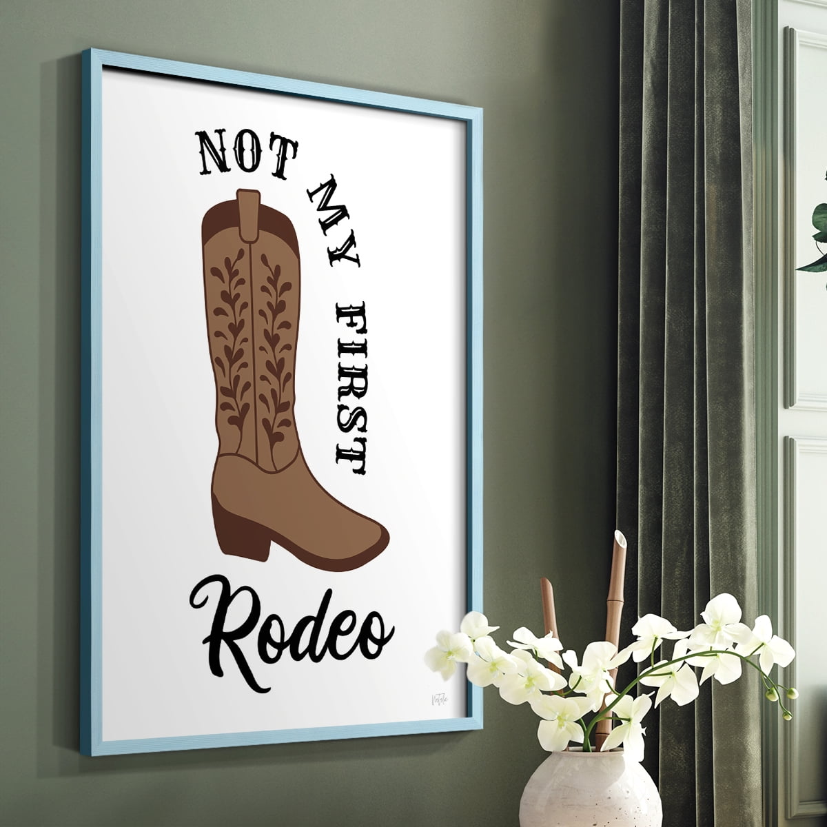 Not My First Rodeo in Blue Solid Wood 11 x 14 Framed Print