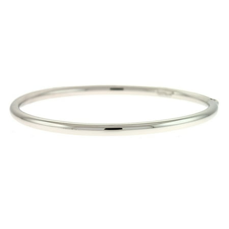 Sterling Silver Hinge Bracelet Sterling Silver Tube Bangle Bracelet 4mm White Rhodium Plated High Polish Hinged - 10.8 Grams ()
