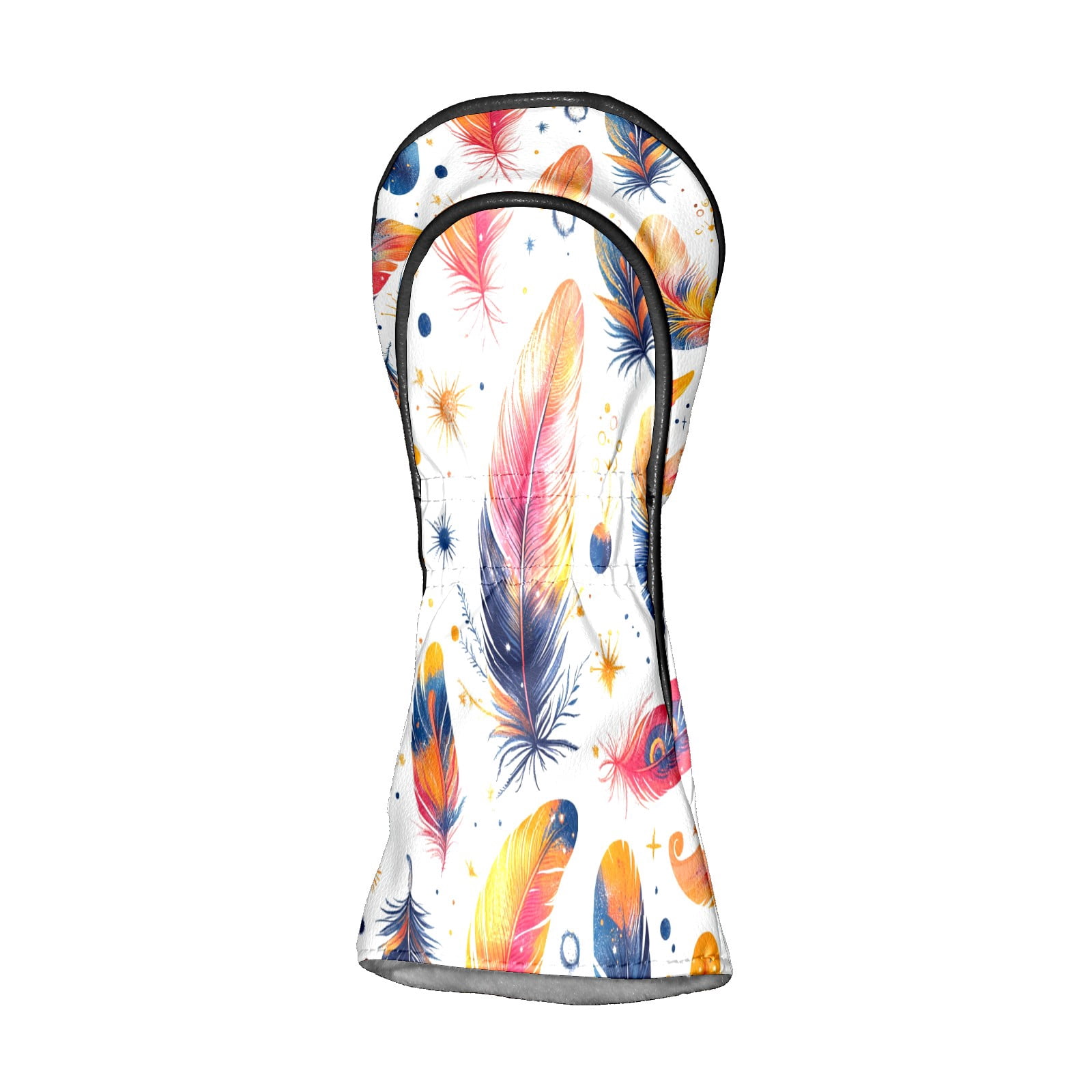 Golf Club Covers PU Leather Waterproof Head Covers for Fairway Woods Hybrids Bright Feathers