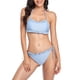 thumbnail image 2 of Tankini azul con braguita de tiras, traje de baño para mujer, conjunto de bikini con volantes y lazos laterales talla XL, 2 of 6
